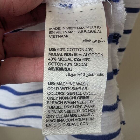 Chico's Ultimate Tee Striped Cardigan Open Front Top Size 1 S-M - Picture 7 of 7